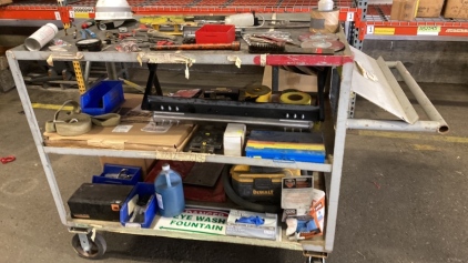 Rolling Metal Shop Cart Full of Tools and More