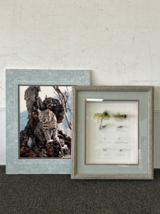 Framed Fly Fishing Lures And Wildlife Picture- 15"x17 And 16"x20