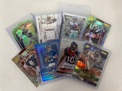 (8) Collectible Football Cards: Manning, Moss, Hopkins, Prescott And More.