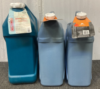 (2) 6 Gallon Ozark Trail Water Jugs, (1) 7 Gallon Reliant Water Jug