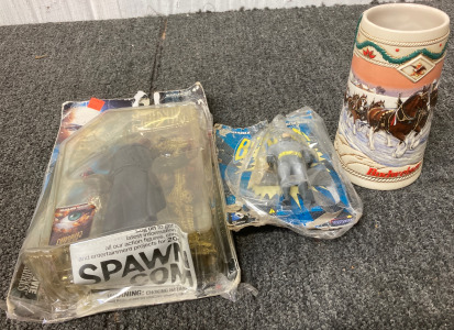 (1) Series 4 Candyman 3 Day Of The Dead Candyman Action(1) Batman Bendable Posable Action Figure DC Comics Justice League(1)Vintage 1996 Budweiser Holiday Stein Handcrafted