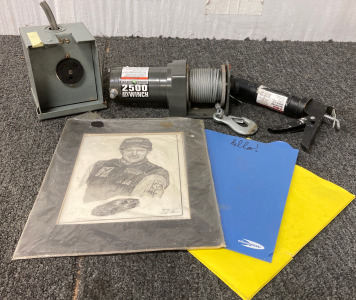 (1)2500Atv Utility Winch (1) Connecticut Electric 50Amp (1) 9”Caulk Gun (1)NASCAR Dale Adkins Art Sketch 9 14x11" Drawing (2) Portfolio