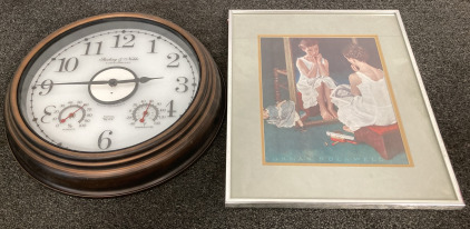 Normal Rockwell Print 16”X20” And Sterling & Noble Wall Clock