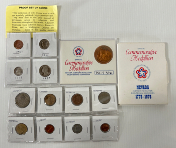 Proof Set Of Coins, Commemorative Medallion And Set Of Foreign Coins