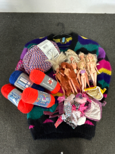 Yarn, Barbies And Clothes, And Size Medium Sweater