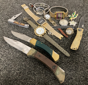 Vintage Watches And Folding Pocket Knives