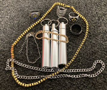 Water Tight Pill Canisters, Masonic Costume Rings And Costume Jewelry