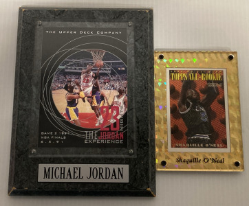 Michael Jordan Game 2 1991 NBA Finals Card And 1992-93 1st Team Topps All-Rookie Shaquille O’Neal Card