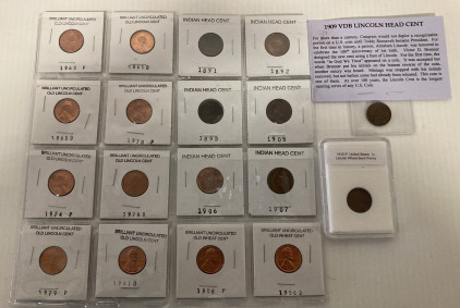 Indian Head , Wheat Back And Lincoln Pennies