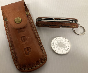 Sunshine Minting One Troy Ounce 999 Fine Silver Round And California Redwoods Multi Tool With Leather Holder