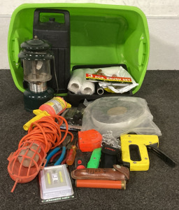 Vintage Coleman Propane Lantern, #18 Nylon Conetruction Line, Shop Light (works!), Sighting Scope With Leveler and More!