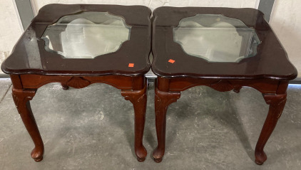 (2) Vintage Side Tables With Glass