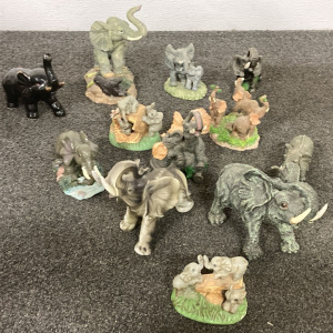 Box Of 12 Assortef Elephant Statues