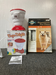 (1) Frozen Delight(Snow Cone Maker) (1) Aluminum Pet Door