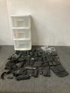 (1) 3 Drawer Plastic Storage Container (80) Variety’ Holsters