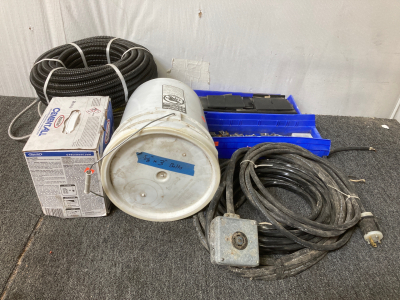 (1) 5Gallon Bucket 5/8 x 3” Bolts (2)Blue Storage With Dividers&Bolts (1) Box Cementall & More