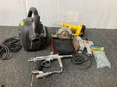 (1)Coil Master Set (1)Skil Dual Action Sander 490(1)DW935 DeWalt 14.4V Cordless 5-3/8" Trim Saw (Bare Tool Only) & More