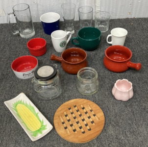 Beer Mug, Glass Cups, Corn Holder, Ramekin, Milk Pots & More