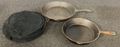 Set of Seasoned Cast Iron Skillets (12” And 10”)