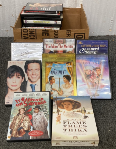 Box Of 30+ Movies Including Two Weeks Notice, A Letter To Three Wives, Legend Of Bigfoot, The Sandlot, The Apartment & More