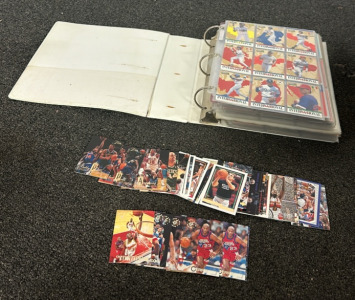 (1) Big Binder Full Of Approximately (300+) NBA And MLB Cards Including Players Such As Bobby Phills, B.J Armstrong, Tim Perry, Gundars Vetra, Stacey Augmon And More