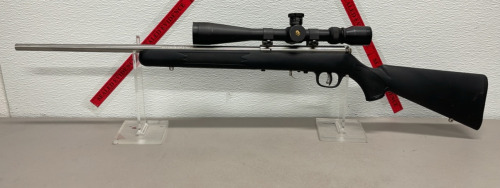 Savage Model 93R17 Caliber .17 H.M.R., Semi Automatic Rifle W/ Accu Trigger And Pine Ridge Scope