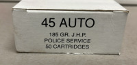 (100) Rounds 45 Auto 185 Grain JHP Police Issue Ammunition Cartridges - 3