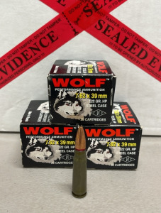 (60) Rounds Wolf 7.62 x 39mm 122 Grain HP Steel Case Ammunition Cartridges