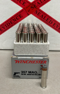 (50) Rounds Winchester 357 Mag. 125 Grain JHP Ammunition Cartridges