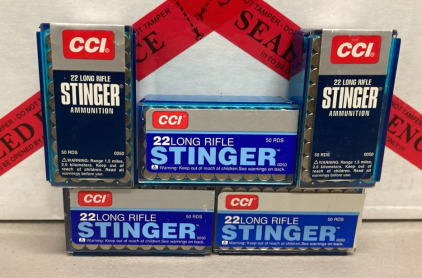 (250) Rounds CCI 22 Long Rifle Stinger Ammunition Cartridges