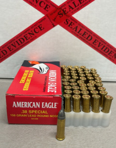 (50) Rounds American Eagle .38 Special 158 Grain Lead Round Nose Centerfire Cartridges