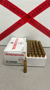 (50) Rounds Winchester 30 Carbine 110 Grain FMJ Ammunition Cartridges