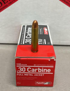 (50) Rounds Aguila .30 Carbine 110 Grain FMJ Ammunition Cartridges