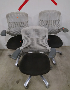 (3) Office Chairs With Supportive Backs. Wall