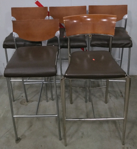 (5) Metal & Wood Chairs (4) Alike (1) Different Style