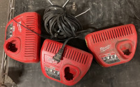 (3) Milwaukee M12 Battery Chargers