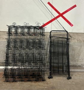 (3) 37’’ x 26’’ Brochure Racks, (1) Foldable Metal Rack With Wheels