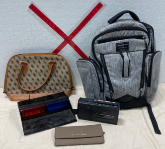 (1) BB Purse (1) Eddie Bauer Backpack (1)?Michael Kors Wallet & More