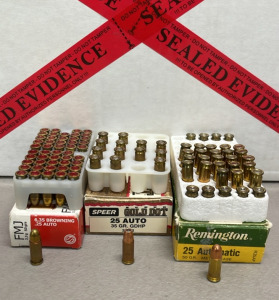 (87 Rounds Of .25 Auto Centerfire Ammunition Cartridges