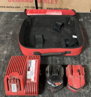 Milwaukee 14.4v batteries x2 and battery charger w/ bag