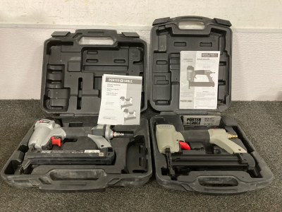 Porter Cable Air Powered Brad Nailer; Porter Cable Air Powered Crown Narrow Stapler- Both In Cases And Very Clean