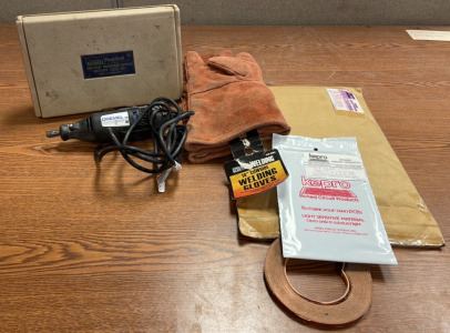 Dremel 200 Series (Varial Speed Rotary Tool), 14” Cowhide Welding Gloves, Kepro Copper Clad Laminate and Roll of Copper