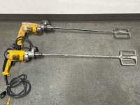 (2) DeWalt DW235G 1/2” VSR Drills With (2) Mixer Attachments - 2