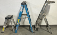 (1) Werner 26”/300lb Ladder (1) Werner 4’/250lb Ladder (1) Gorilla 4’/225lb Step Ladder With Tray - 2