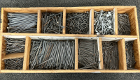 Collated Roofing Nails, Wood Organizer Box Of Nails In Various Sizes/Thickness, Box Of General Purpose Screws & Canvas Cinch Pouch of Screws In A Variety Of Sizes/Thickness (Quantities Unknown On Nails & Screws) - 3