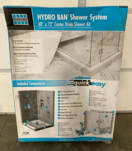 Hyrdo Ban Shower System, 48&rdquo;X72&rdquo; Center Drain Shower Kit, New In Box