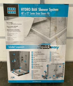 Hyrdo Ban Shower System, 48&rdquo;X72&rdquo; Center Drain Shower Kit, New In Box