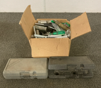 Box Of Sockets- Including Standand And Deep Sockets, Nut Drivers And More