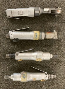 Ingersoll-Rand Air Wratchet, (2) Pneumatic Drills, Pneumatic Angle Drill- Untested