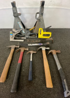 (4) Stapler, (2) Saftey Jack Stands, (5) Hammers, & (2) Multi Bar